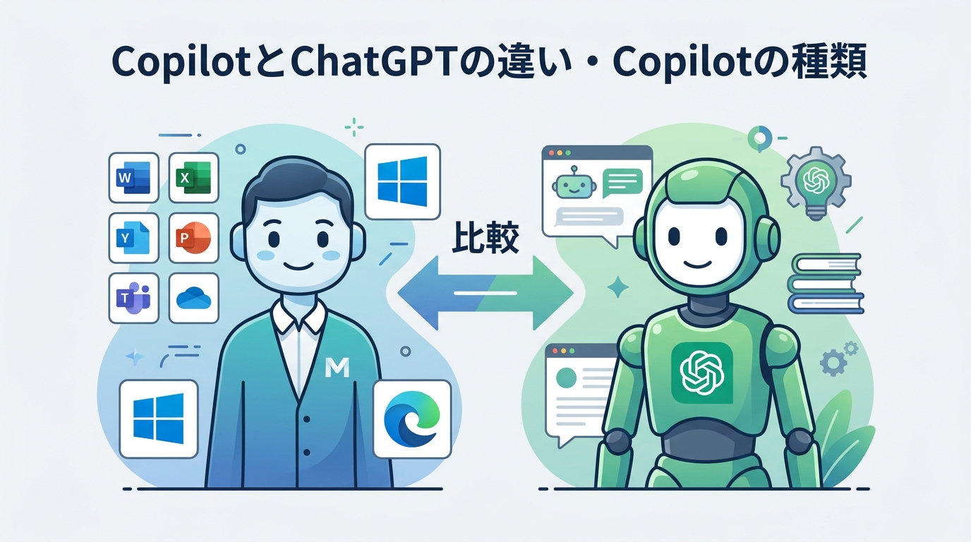 CopilotとChatGPTの違い・種類を比較した図解