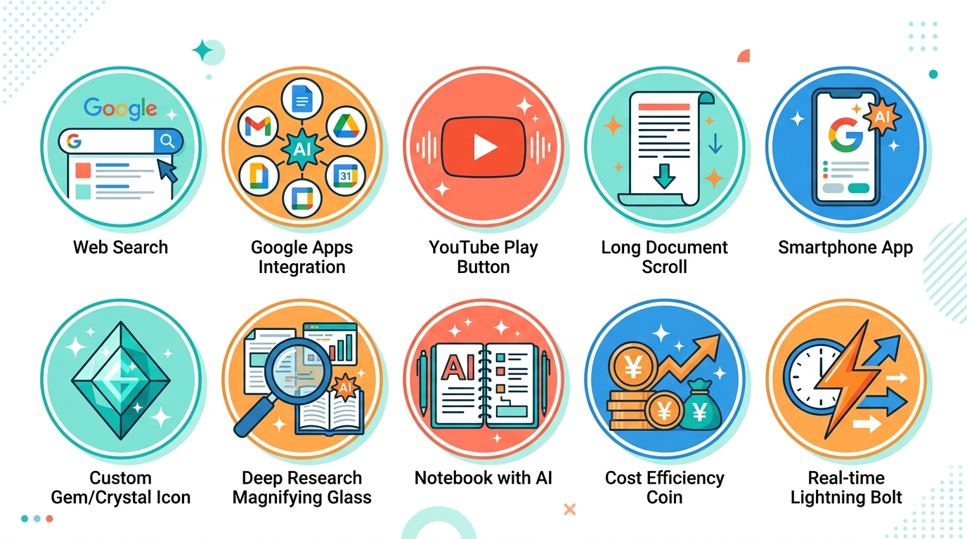 Geminiにできること10選アイコン図