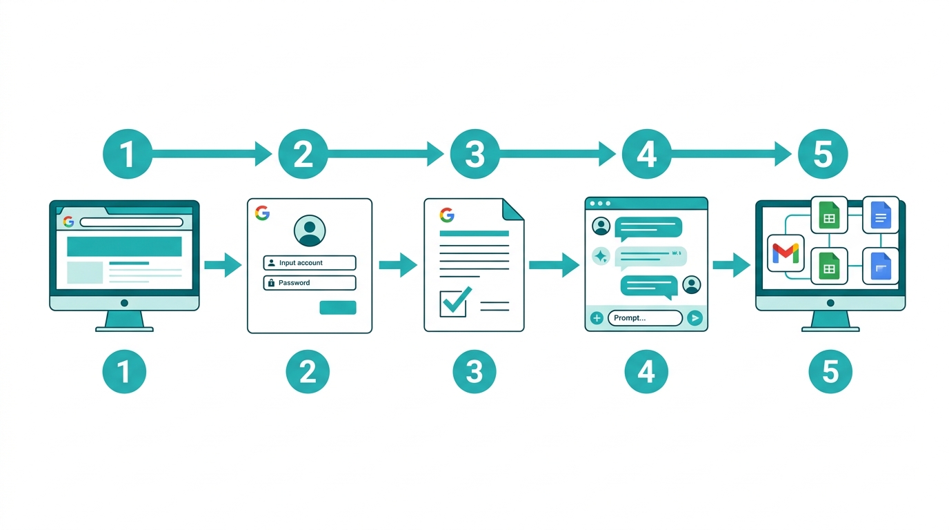 Gemini始め方5ステップ手順図