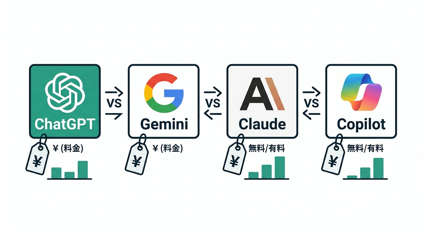 ChatGPTと他の生成AIサービスの料金比較図