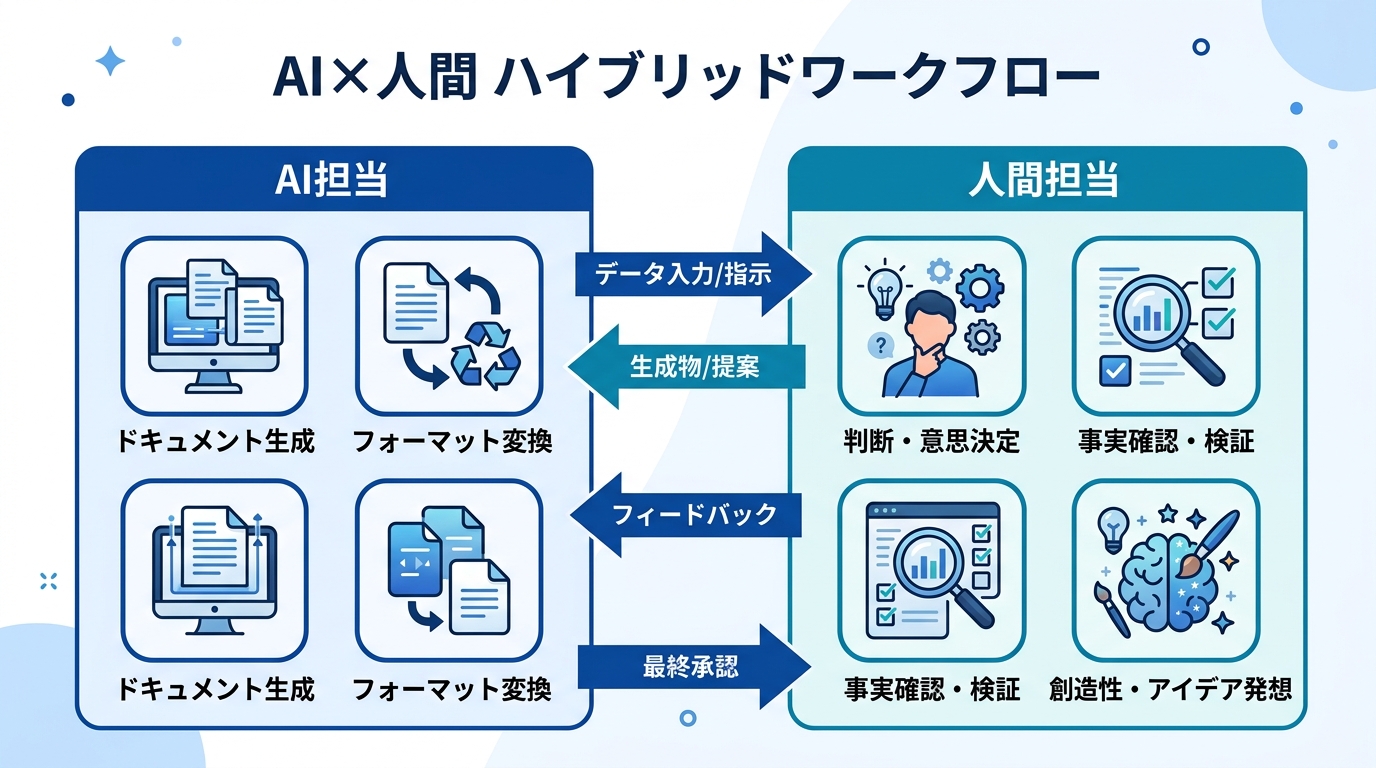 AI×人間ハイブリッドワークフローの図解