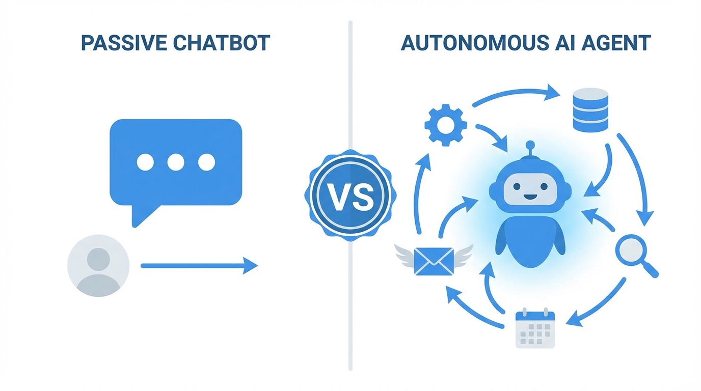 AIエージェントとチャットボットの違いを比較した図解