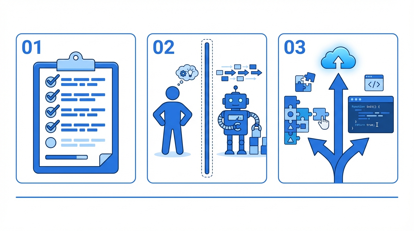 AIエージェント開発前に整理すべき3つのポイント図解