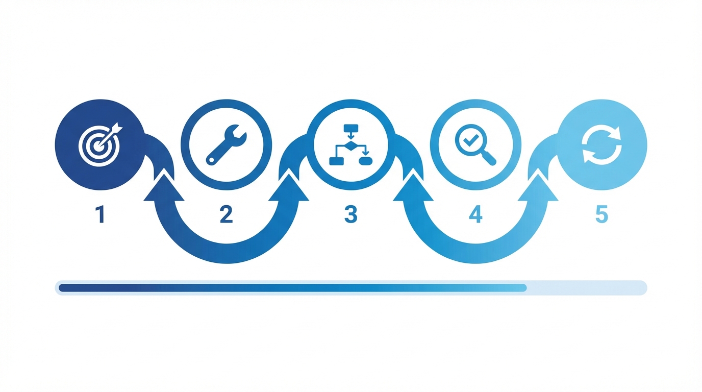 AIエージェントの作り方5ステップのフロー図解