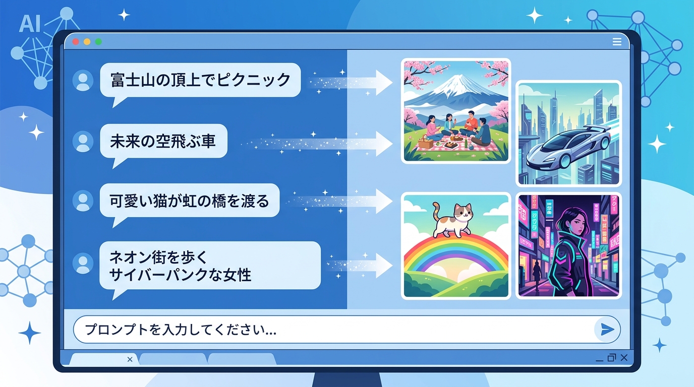 ChatGPTの画像生成機能でテキストプロンプトから画像が生成される仕組み図解