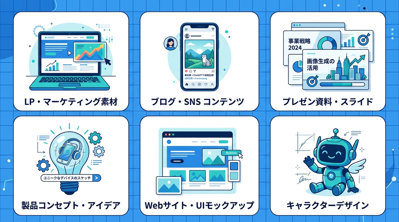 ChatGPT画像生成の業種別・用途別活用事例6選の図解